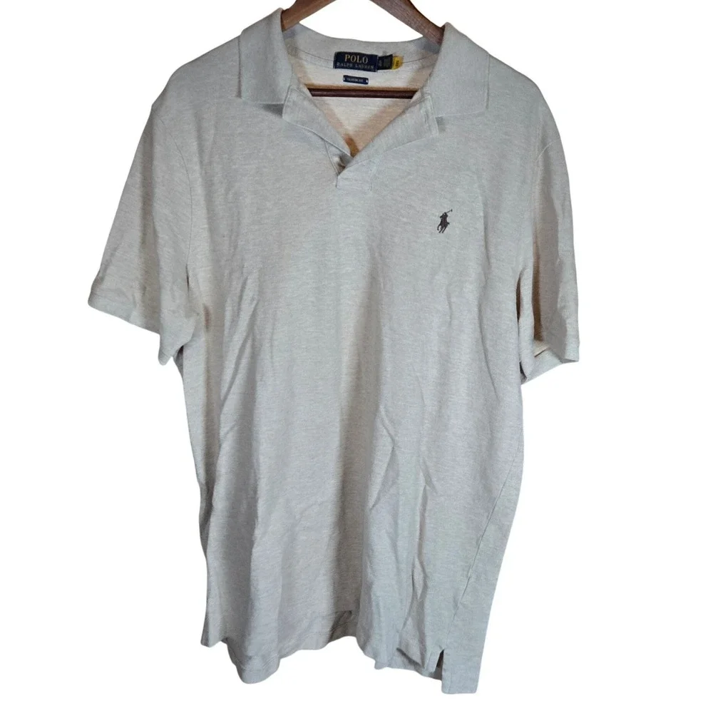 Polo Ralph Lauren Men Classic Fit XL Beige Short Sleeve Polo Shirt‎ with Logo